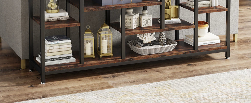 70.9 Inch Long Console Sofa Table 3 Tier Industrial Narrow Entryway Living Room