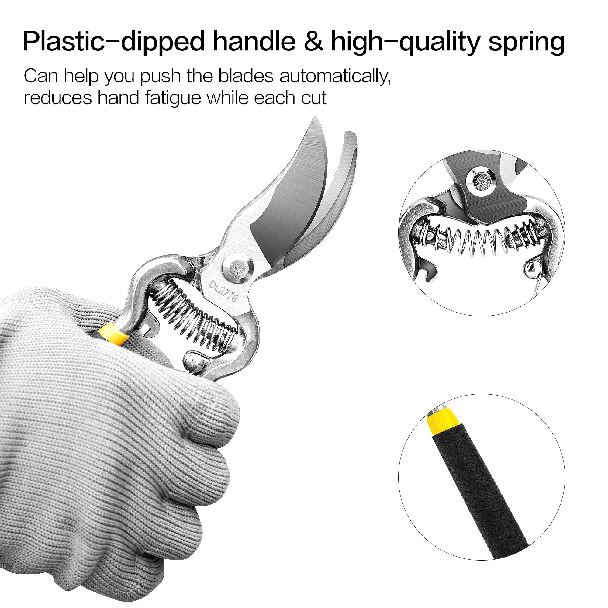 Deli 8 Inch Heavy Duty Pruning Shears All Metal Handle