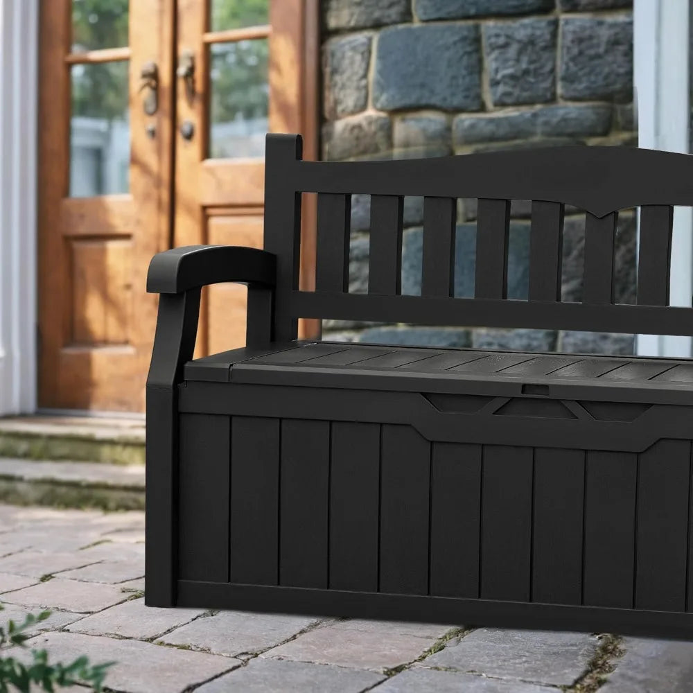 80 Gallon Lockable Storage Bench Deck Box for Patio Gardens