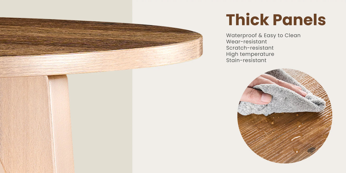 JHK 32 Inch Round Wood Coffee Table With Hidden Storage