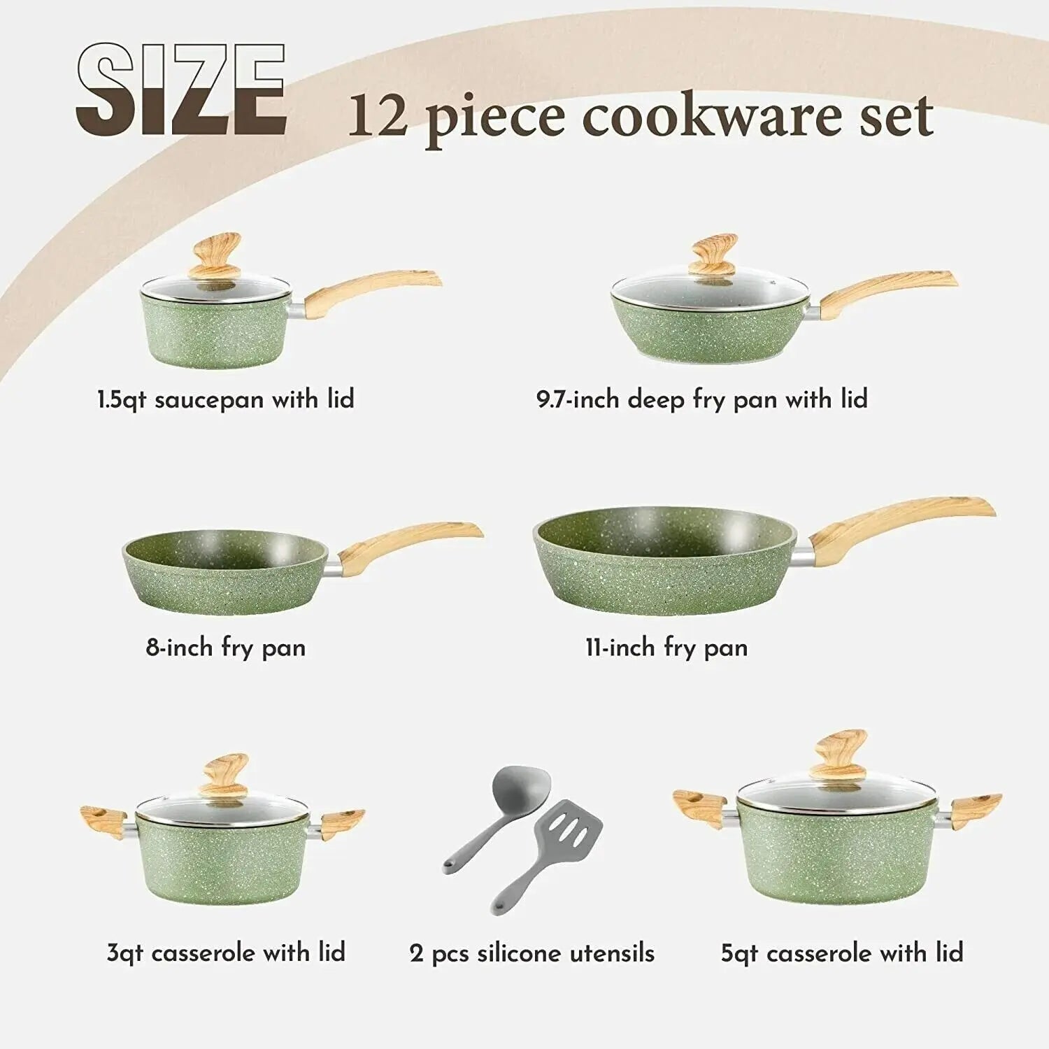 12 Induction Cookware Set Granite Nonstick Pots And Pans