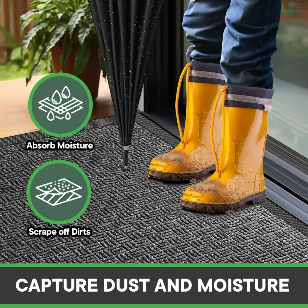 Front Door Mat Heavy Duty Dirt Trapper Absorbent Waterproof