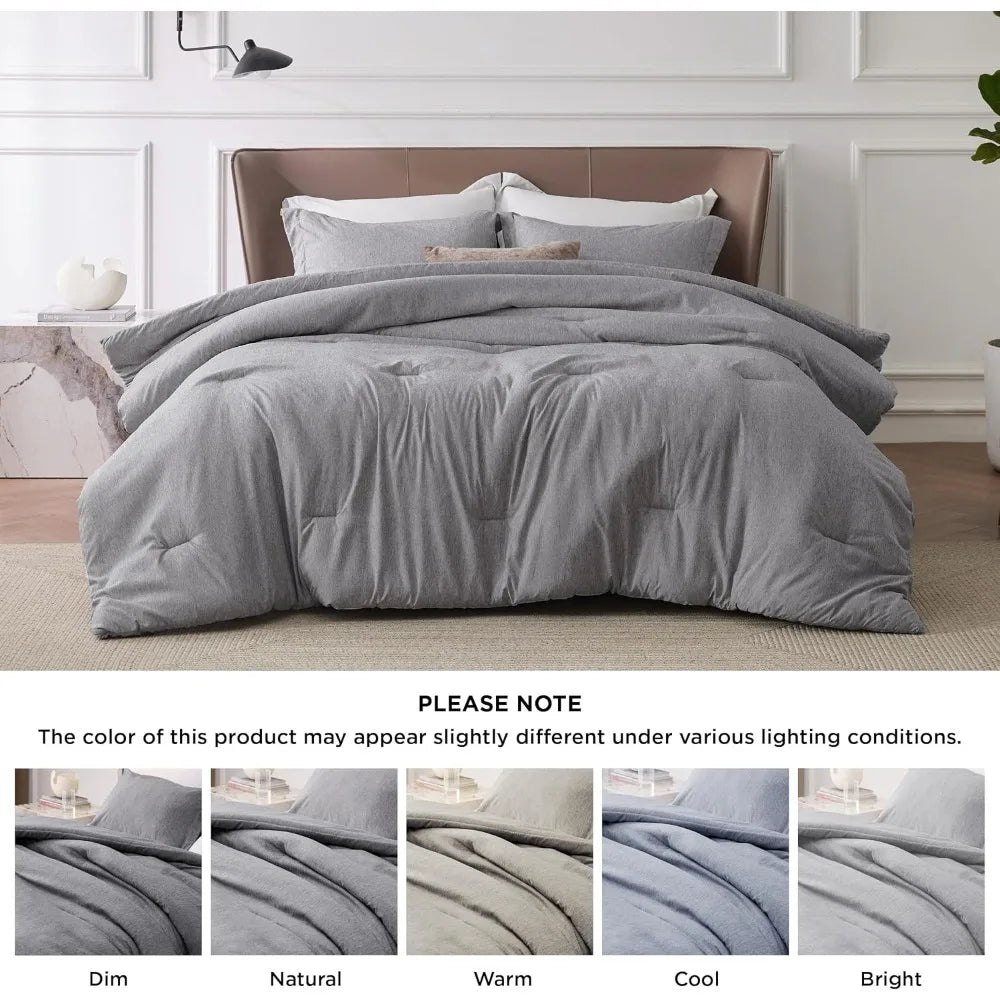 Bedsure Dark Grey Super King Size Comforter Set - All-Season Soft Bedding, 3-Piece Cationic Dyed Collection