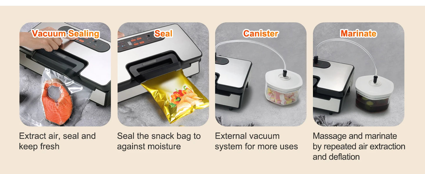 SucceBuy 130W Vacuum Sealer Machine With 90Kpa Free 10 Bags