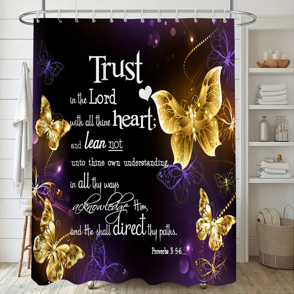 Inspirational Butterfly Bathroom Four Piece Set With Golden Butterflies
