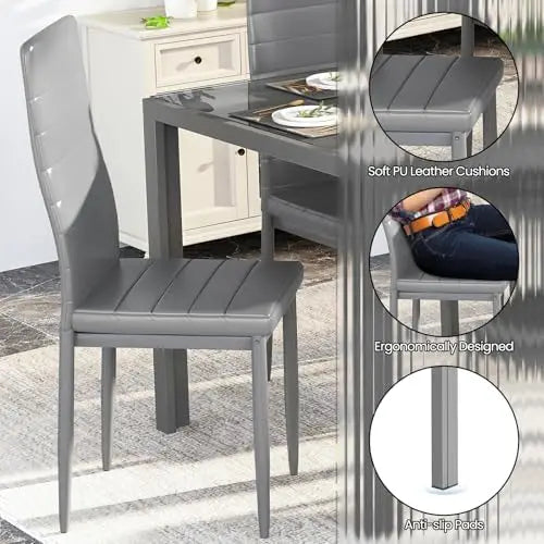 7 Piece Dining Set For Six With Glass Table Chairs