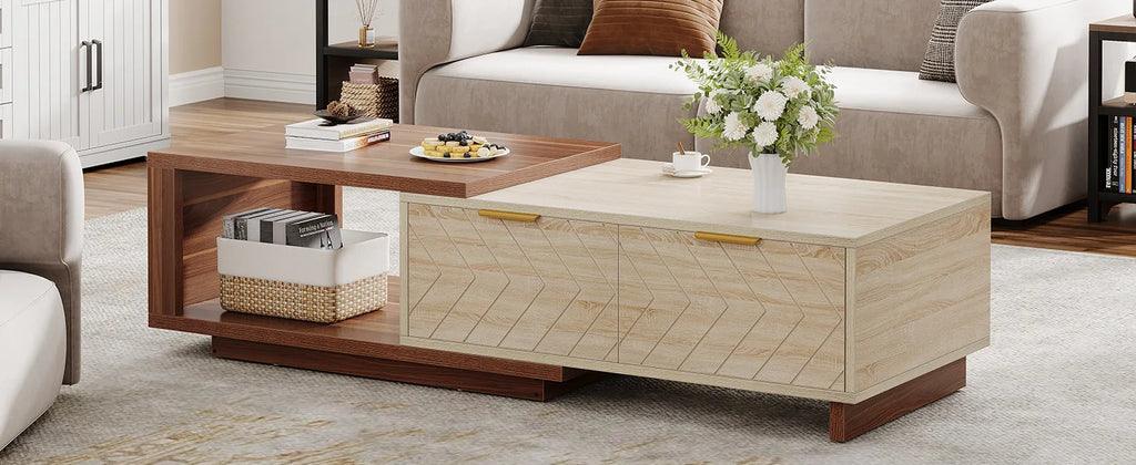 Tribesigns Extendable Coffee Table 42 To 65 Inches With Drawers