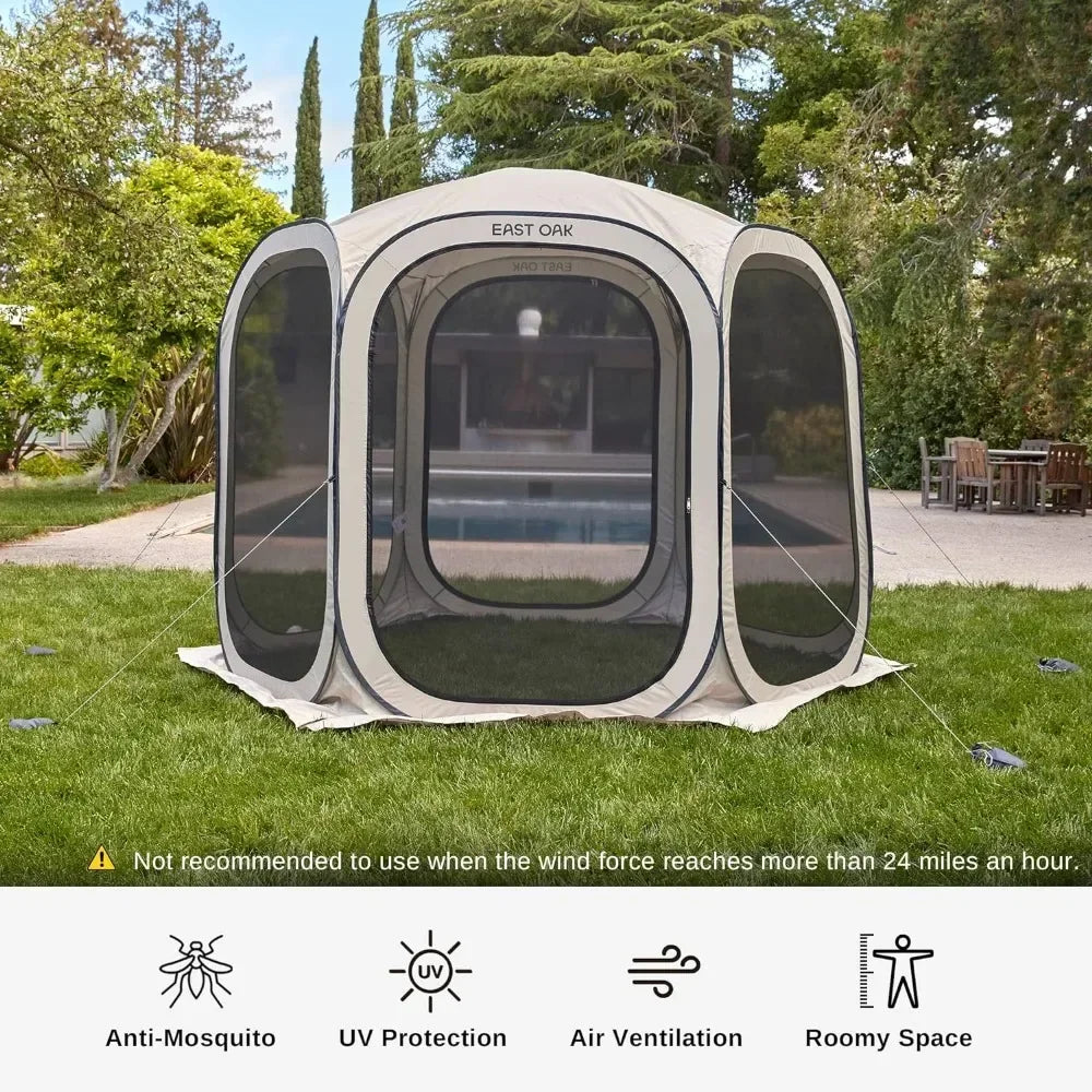 Screen House Tent Pop-Up, Portable Screen Room Canopy Instant Screen Tent 10 X 10 FT With Carry Bag For Patio, Backyard,customiz