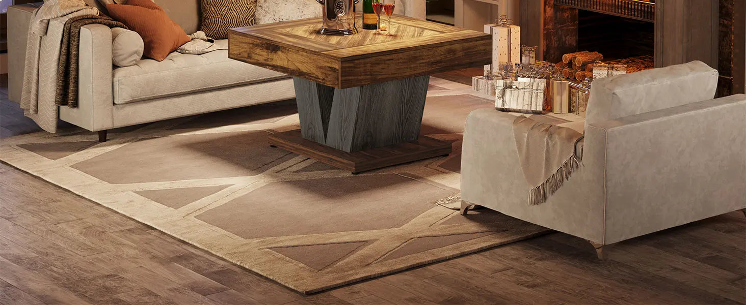 Little Tree Rustic Brown Square Coffee Table For Living Room