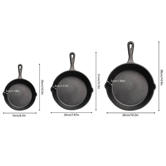 3PCS\4PCS\5pcs Cast Iron Skillet Set, Cast Iron Pan Without Coating Set, 6 Inch/8 Inch/10 Inch Cast Iron Frying Pan, Household P