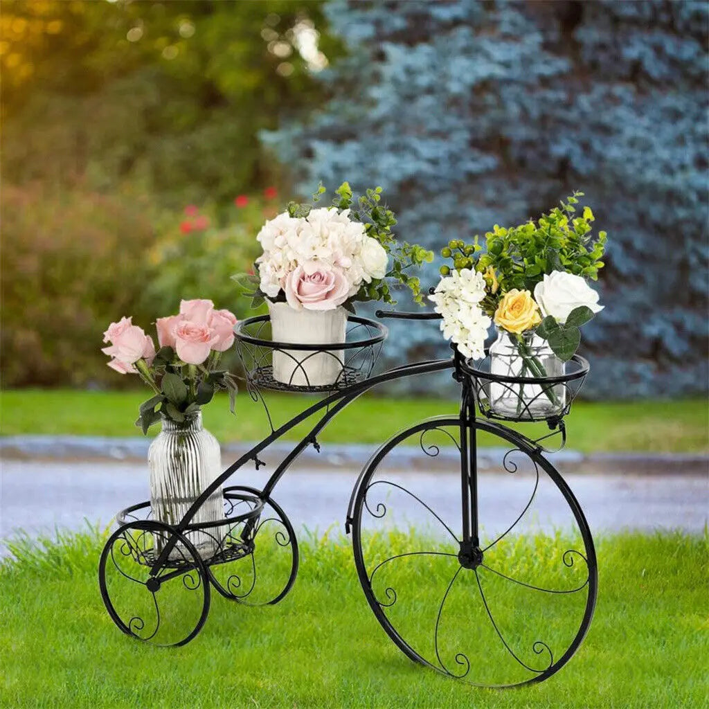 3 Tier Bicycle Plant Stand Metal Flower Pot Holder for Home Garden Patio