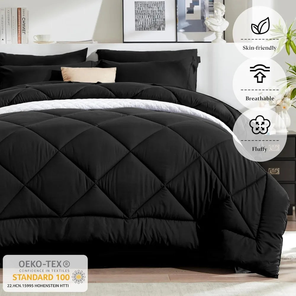 Black All Season King Size Comforter Set Bed In Bag
