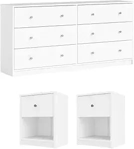 3 Piece Dresser and Nightstand Bedroom Set in Jackson Hickory