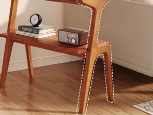 Solid Wood End Table Two Tier Storage Shelf Living Room