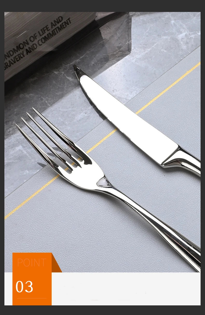 High-end 304 stainless steel restaurant and hotel creative high-end tableware steak, knife, fork and spoon set