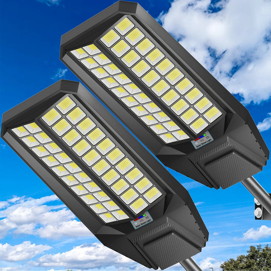 2 Pack 8000W Solar Street Light With Motion Sensor Lamp