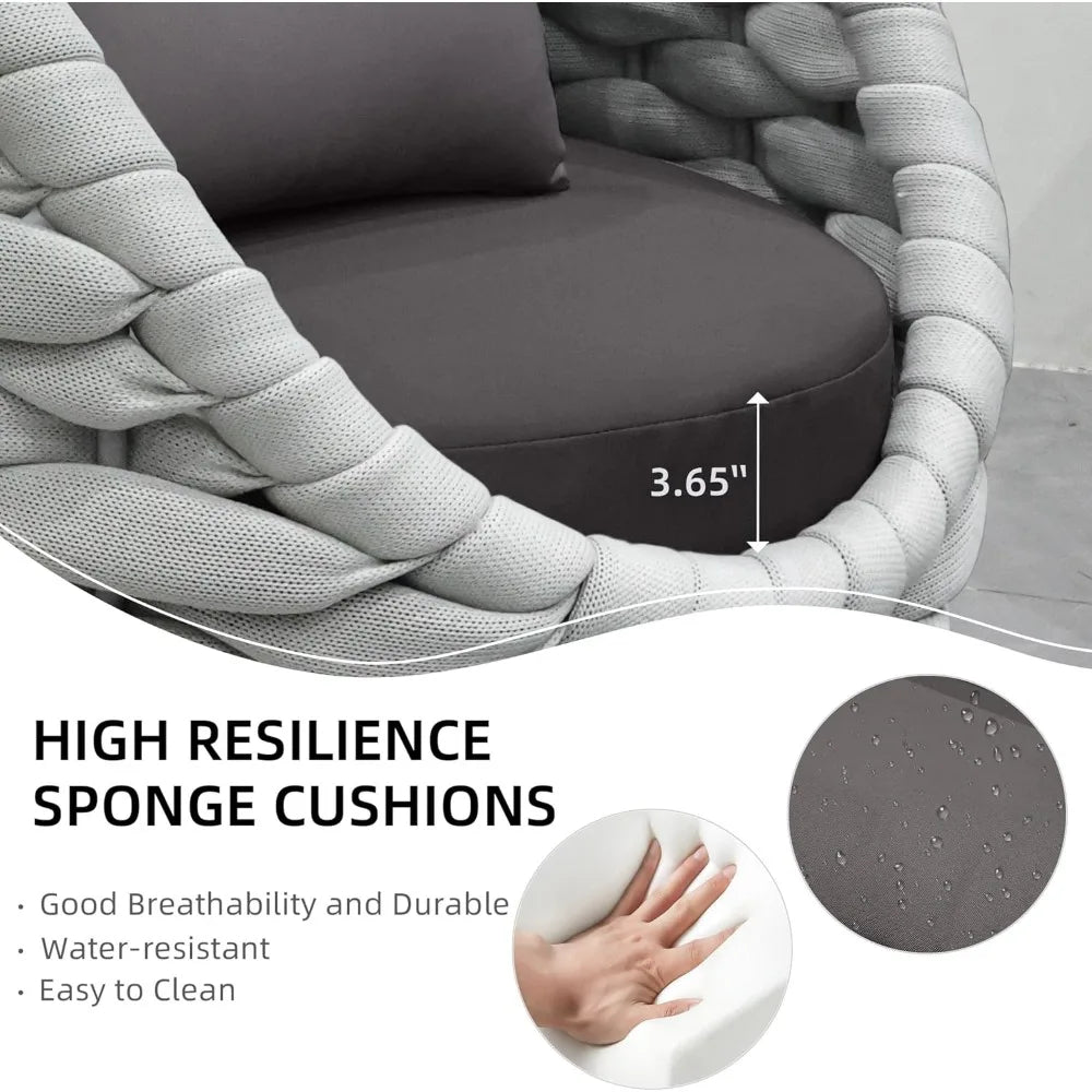 Outdoor Patio Furniture Set 6 Pieces Aluminum Sectional Sofa, Metal Patio Conversation Set with Threeseat, Loveseat & Armchair,