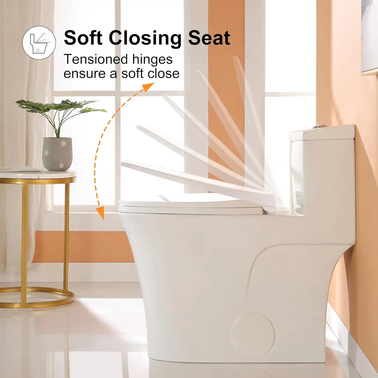 T0338W Compact One Piece Toilet with Comfort Chair Seat ADA Height 17.3", Elongated Dual Flush 0.8/1.28 GPF and MAP 1000g