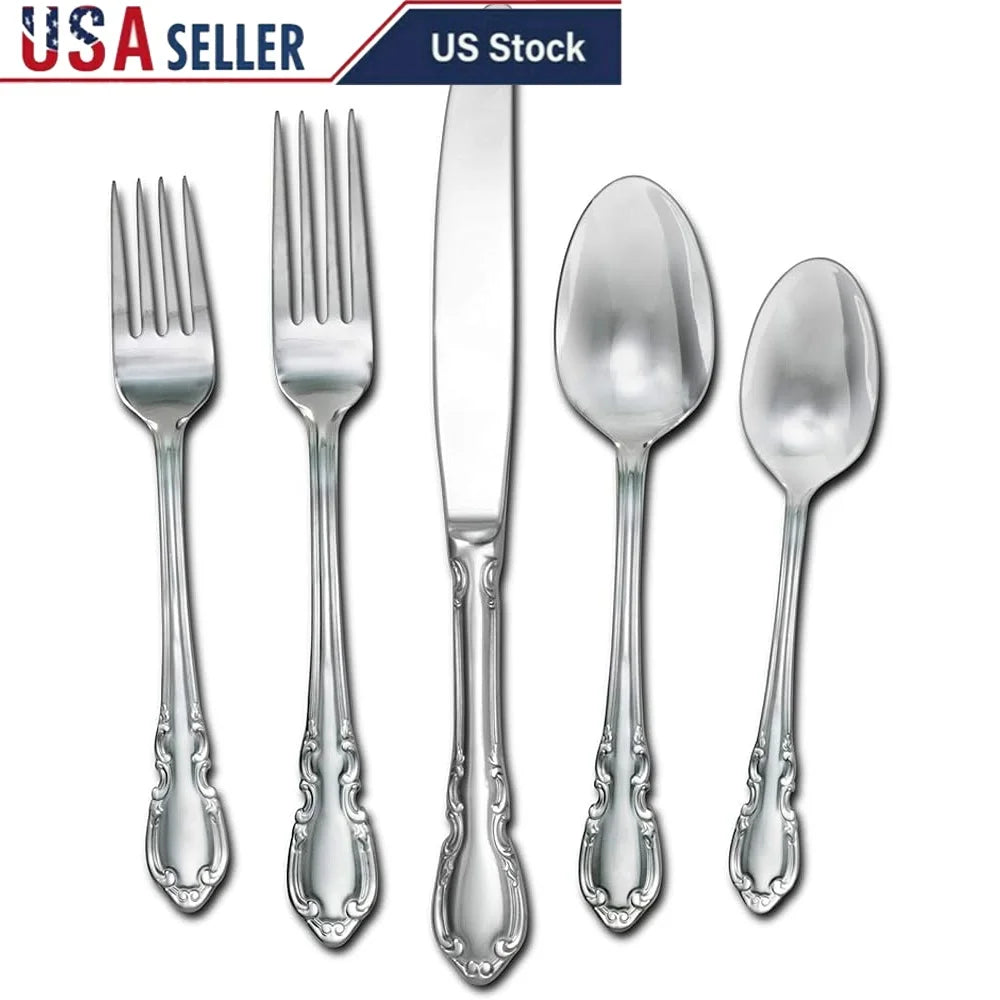 Vienna 20 Piece Flatware Set Service 4 Stainless Steel Silverware Elegant Dining Tableware Dishwasher Safe