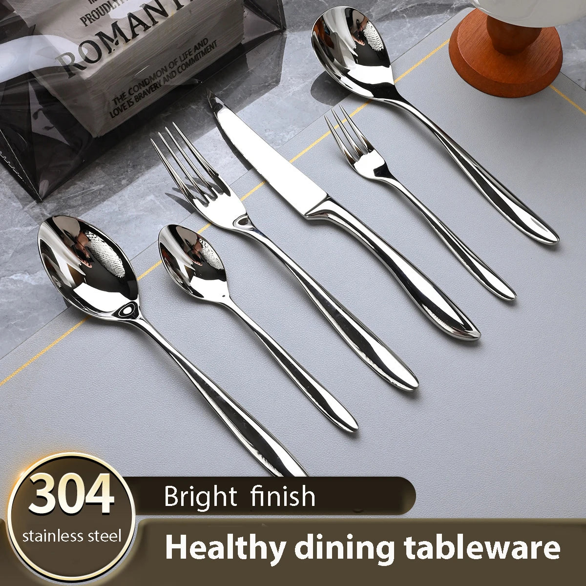 High-end 304 stainless steel restaurant and hotel creative high-end tableware steak, knife, fork and spoon set