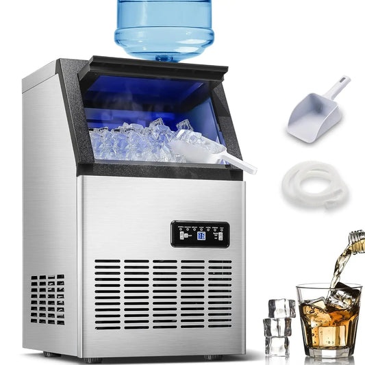 Zomagas 110LBS 24H Stainless Ice Maker With Dual Water Inlets