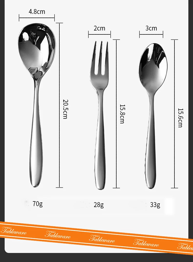 High-end 304 stainless steel restaurant and hotel creative high-end tableware steak, knife, fork and spoon set