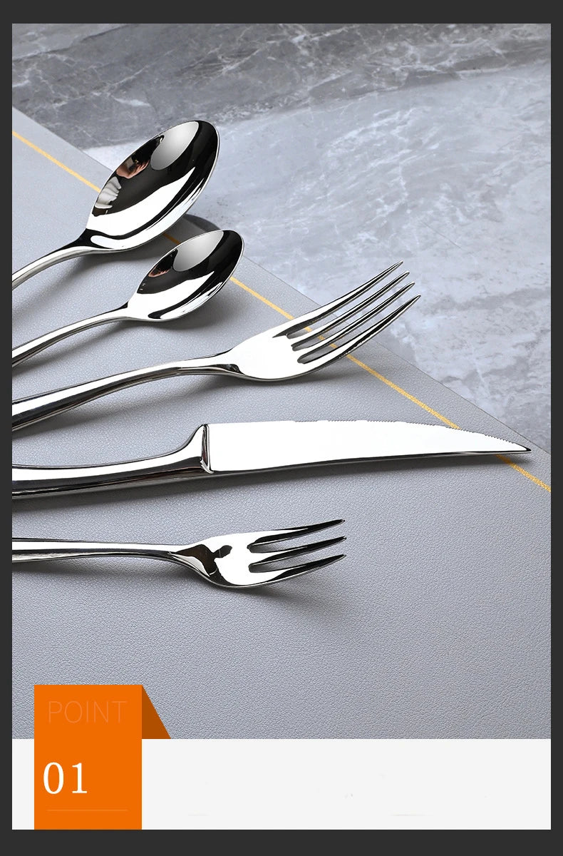 High-end 304 stainless steel restaurant and hotel creative high-end tableware steak, knife, fork and spoon set