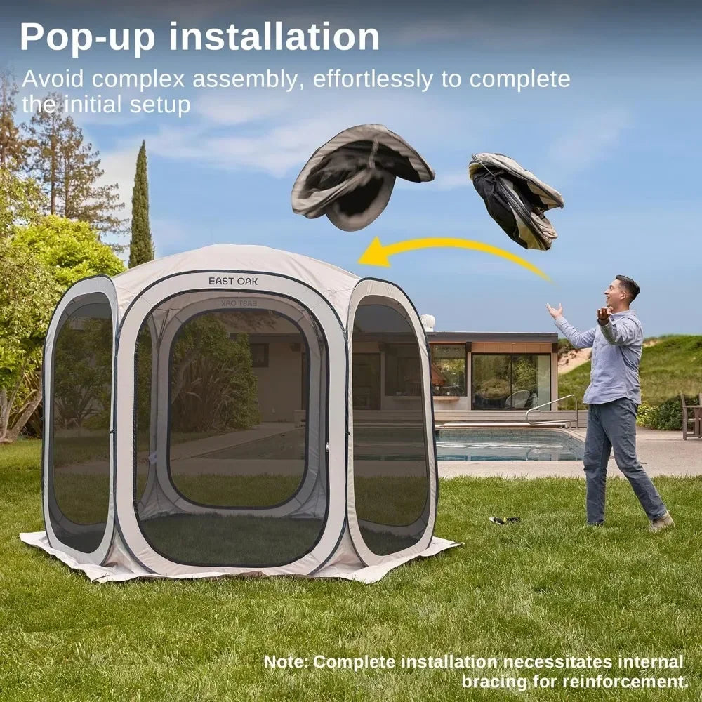 Screen House Tent Pop-Up, Portable Screen Room Canopy Instant Screen Tent 10 X 10 FT With Carry Bag For Patio, Backyard,customiz