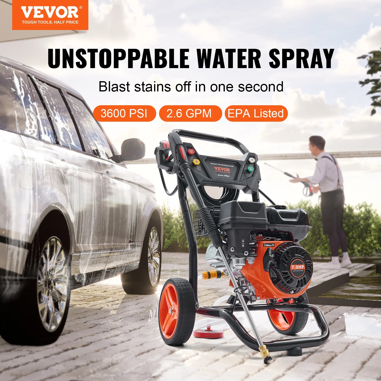SucceBuy 3600 PSI Gas Pressure Washer With Copper Pump Kit