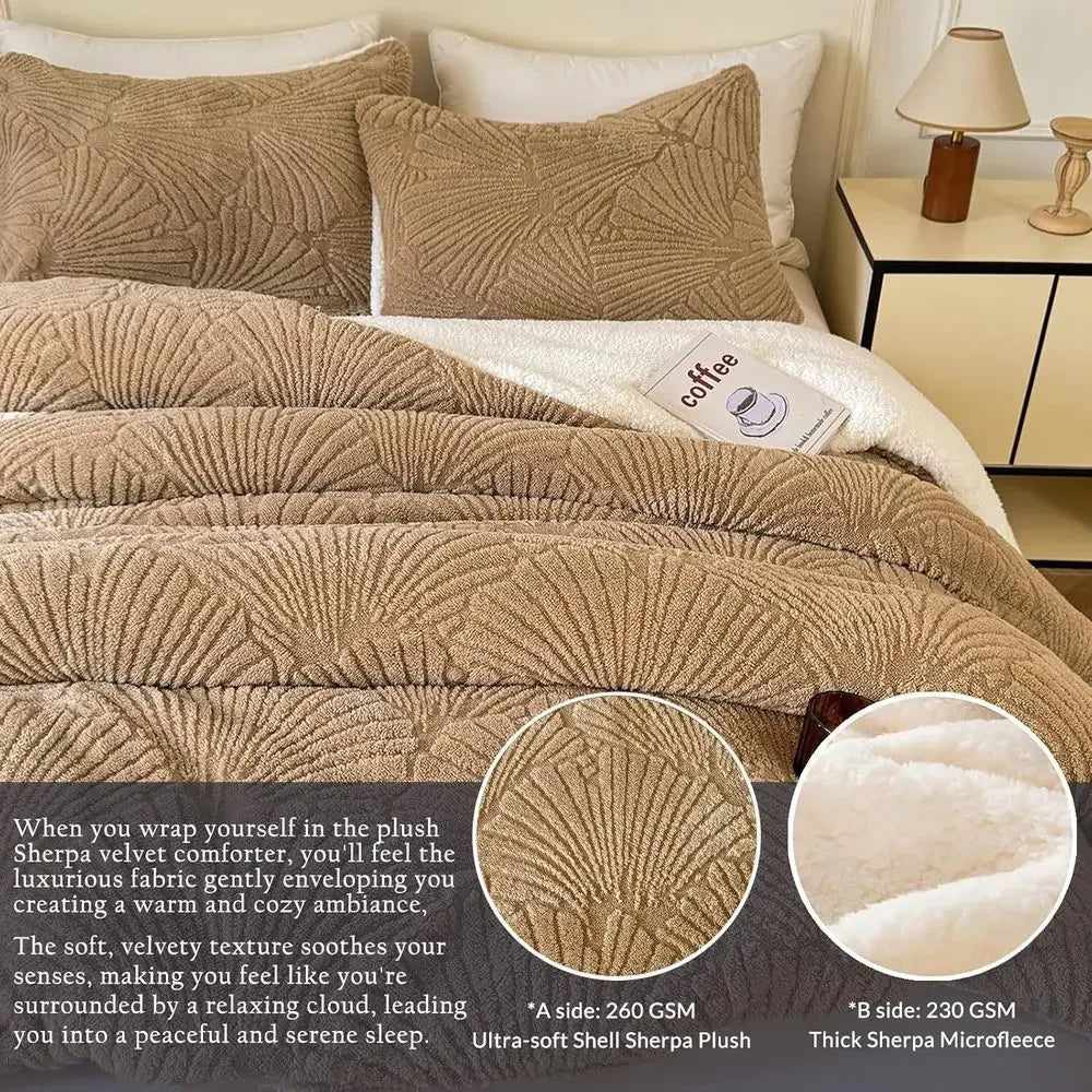 King Size Geometric Quilted Bedding Set 3-Piece Comforter Beige Pillowcases