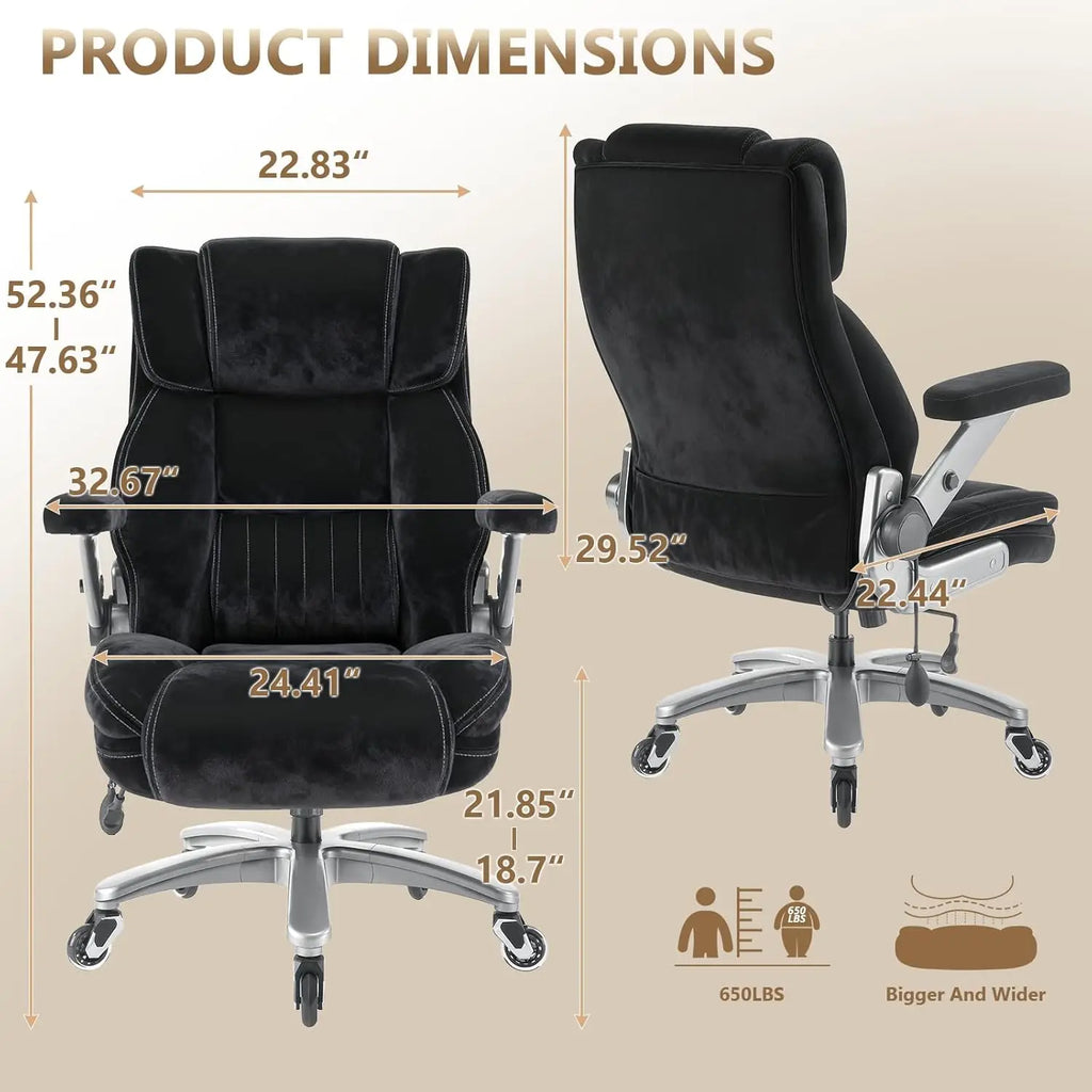 600LBS Big Tall Fabric Executive Office Chair 5D Flip Arms