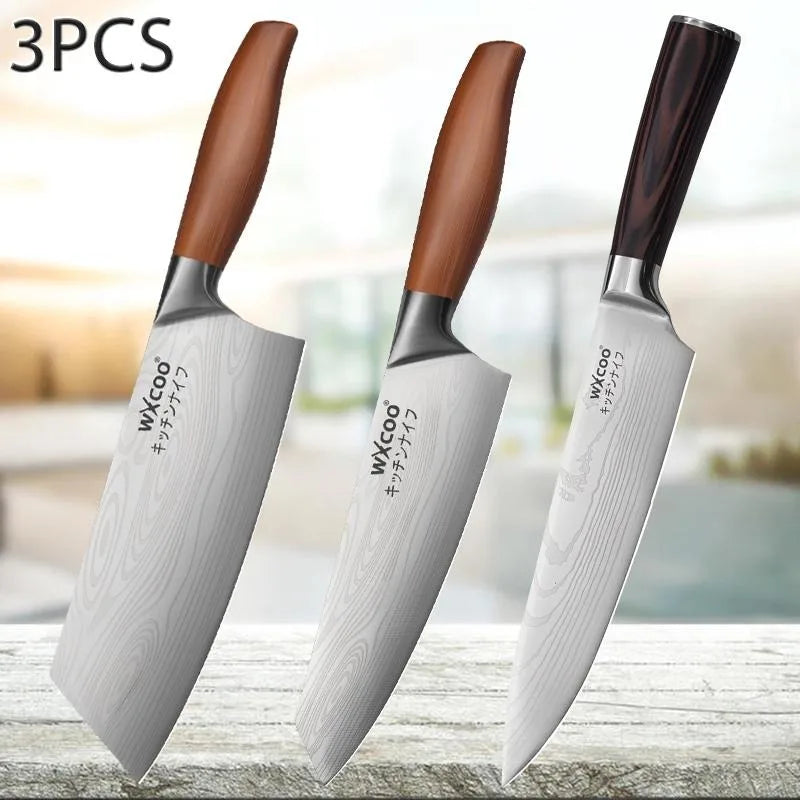 Three Piece Stainless Steel Kitchen Knife Multipurpose Cleaver Boning Knife