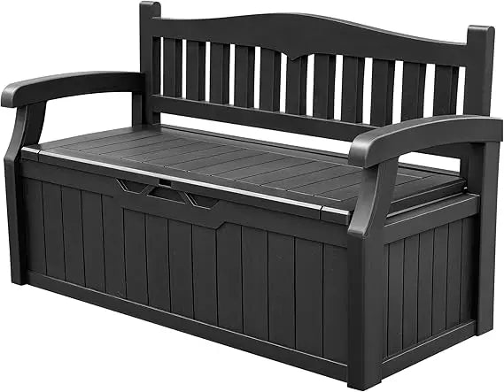 80 Gallon Lockable Storage Bench Deck Box for Patio Gardens