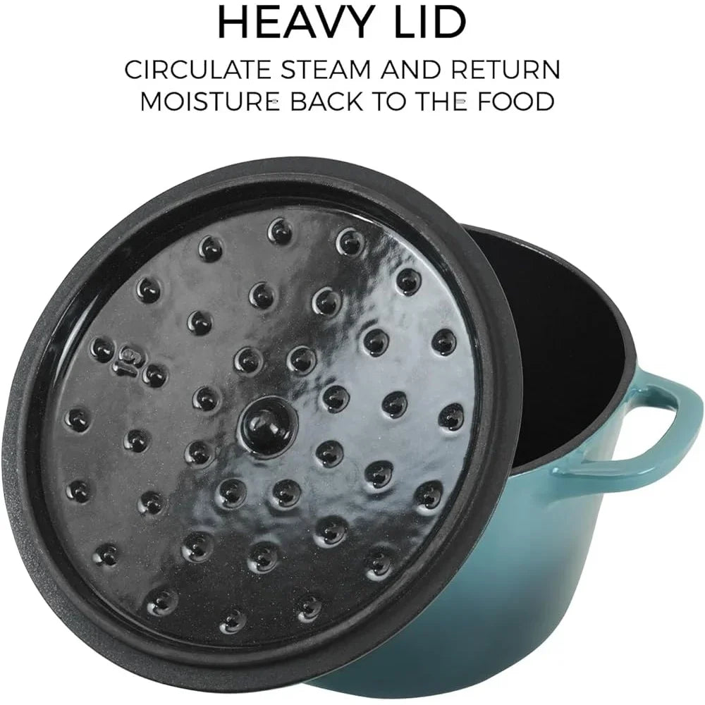 XMSJ Enamel Cast Iron Dutch Oven Pot Lid Easy Clean