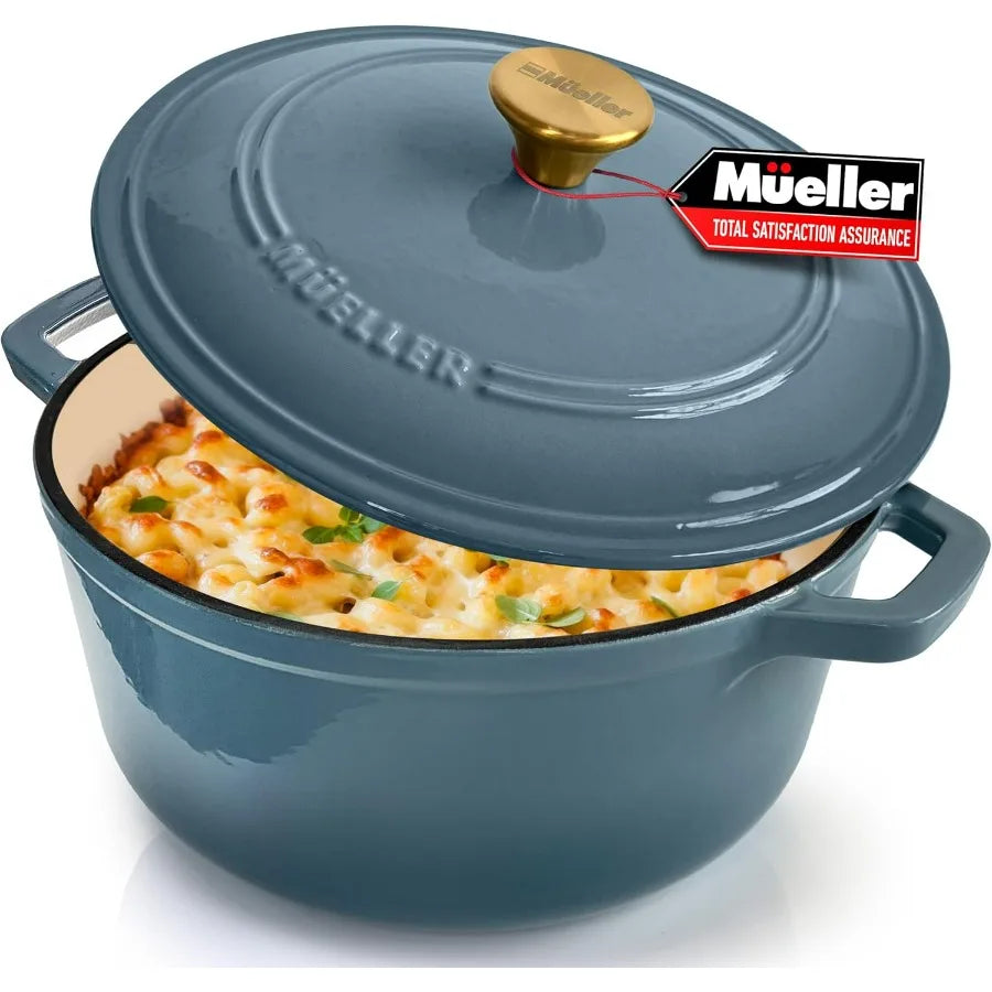 MELLERHOME 6 Quart Enameled Cast Iron Pot Dutch Oven HeavyDuty OvenSafe up to 500 F Across All Cooktops Bread Pan with Lid Knob