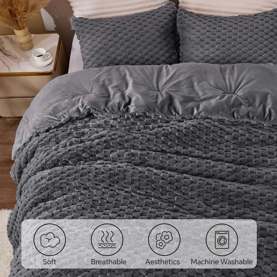 Grey 100 Percent Cotton King Size Comforter Set Winter Bedding