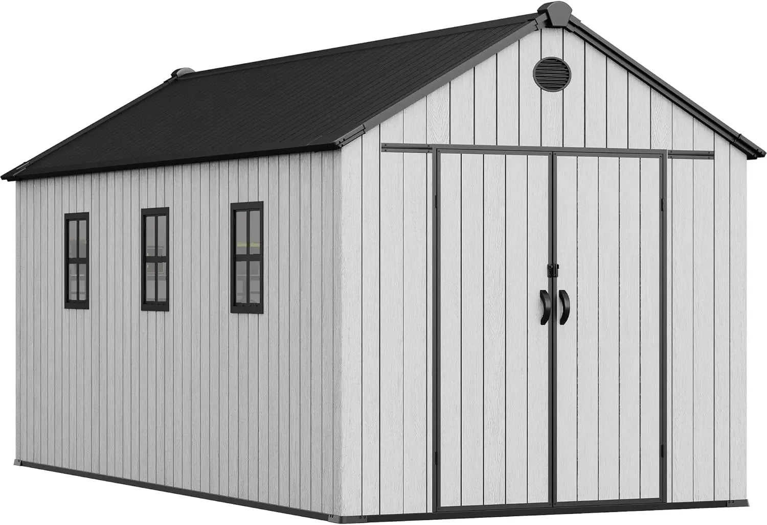 8x16 Ft Waterproof Outdoor Storage Shed With Floor Lockable Doors
