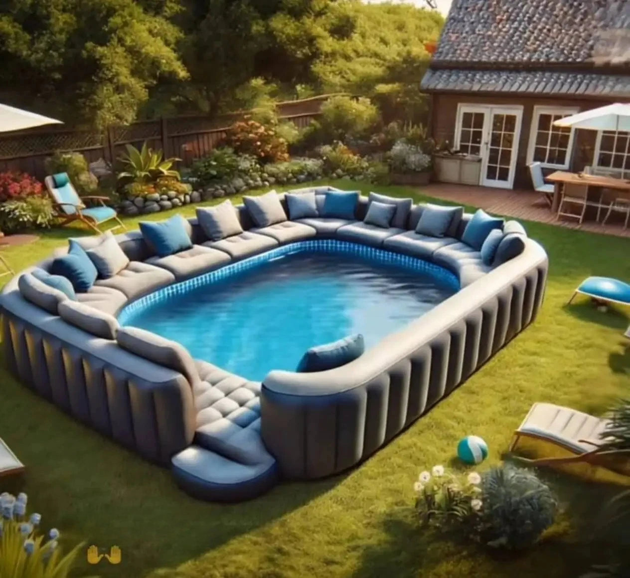 Commercial Inflatable Sofa Pool Lounge For Outdoor Party Fun