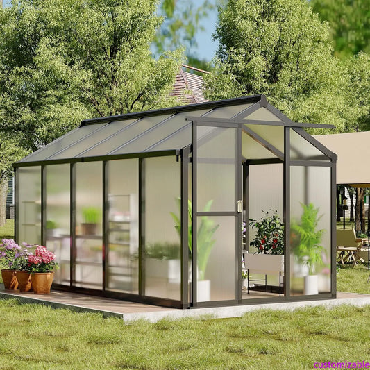 6x10 Ft Outdoor Greenhouse Polycarbonate Quick Setup