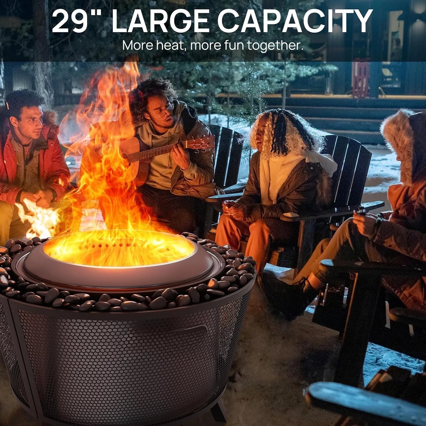 [New Arrival, Limited Stock!]29 Inch Smokeless Fire Pit for Outdoor Wood Burning, Stainless Steel Camping Stove with Stand, Remo