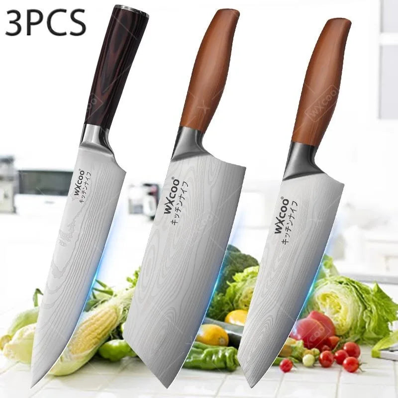 Three Piece Stainless Steel Kitchen Knife Multipurpose Cleaver Boning Knife