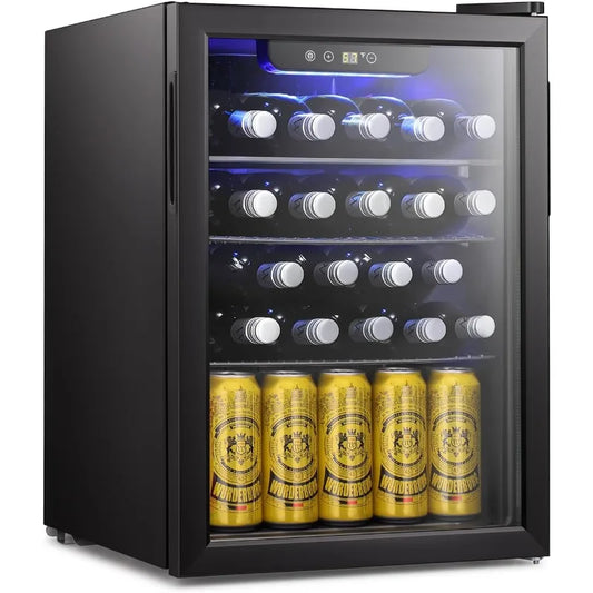 Antarctic Star 24 Bottle Wine Cooler/Cabinet Beverage Refrigerator Small Mini Wine Cellar Beer Soda Clear Glass Door Bar Fridge