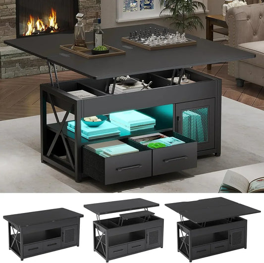 40" Lift Top Coffee Table, 4 in 1 Coffee Tables with Storage Cabinet for Living Room, Small Farmhouse Coffee Table