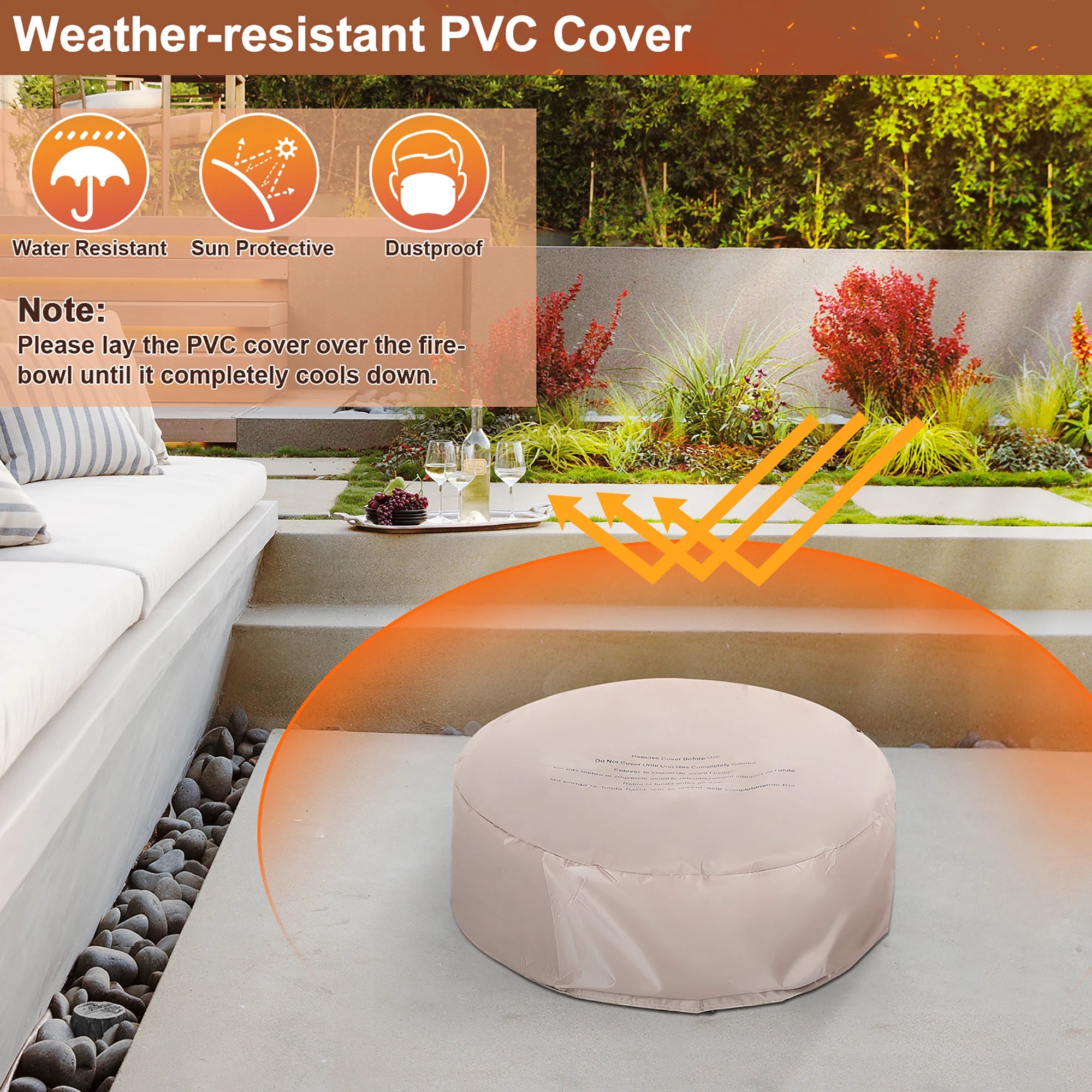 7-Piece Patio Rattan Set With Gas Fire Pit Table Cushions