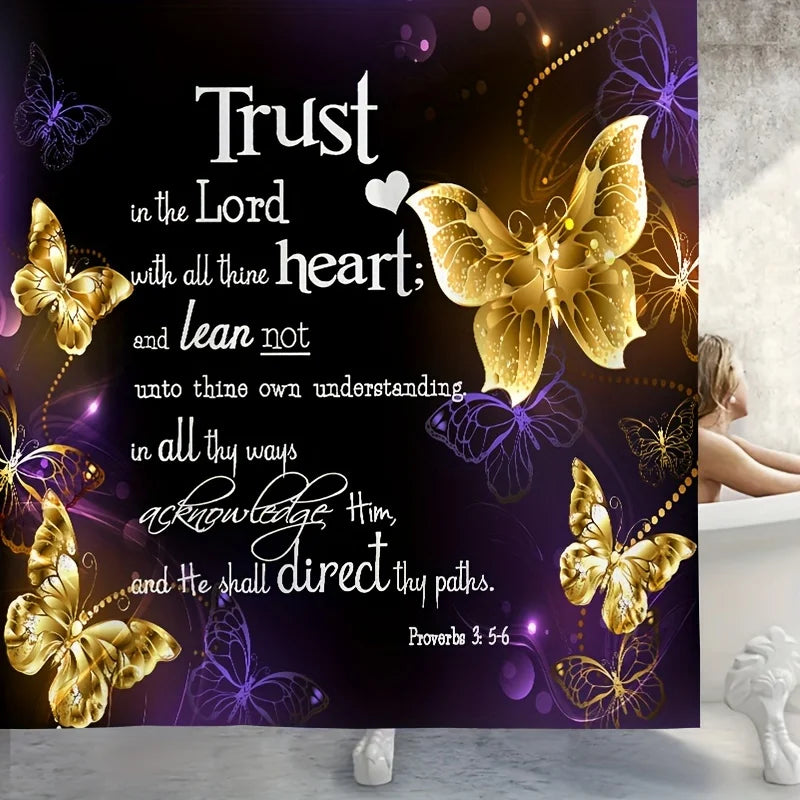 Inspirational Butterfly Bathroom Four Piece Set With Golden Butterflies