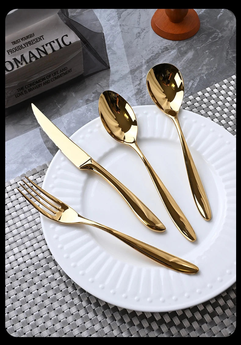 High-end 304 stainless steel restaurant and hotel creative high-end tableware steak, knife, fork and spoon set