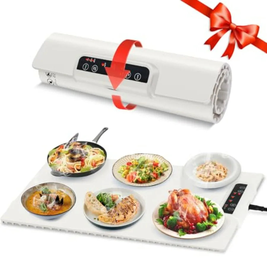 Rollable Full Surface Food Warmer Mat With 3 Temperature Settings Auto Shut Off