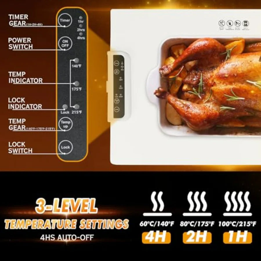 Rollable Full Surface Food Warmer Mat With 3 Temperature Settings Auto Shut Off