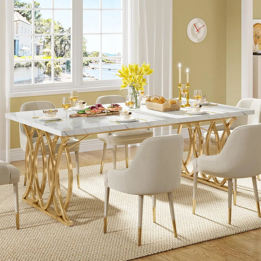 Modern 63 Inch Rectangular Dining Table For Four To Six