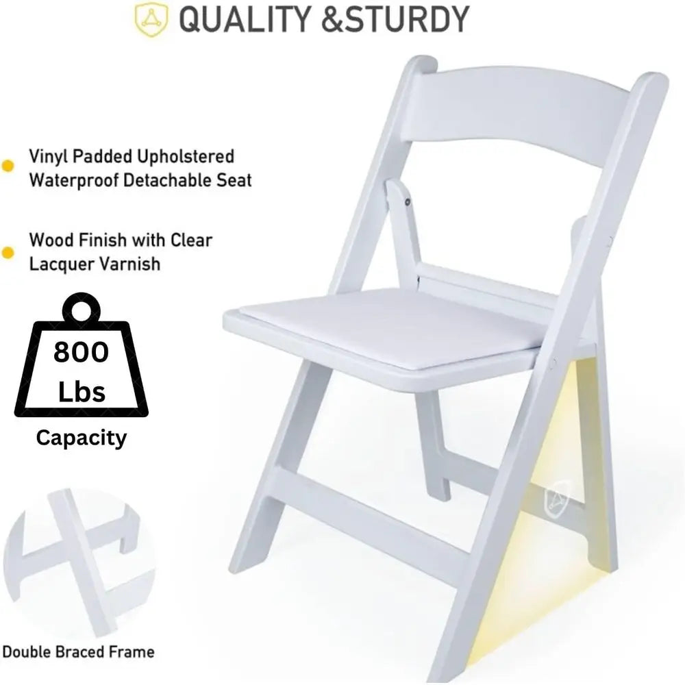 White 4 Piece Lightweight Resin Folding Chairs With Padding 800lb
